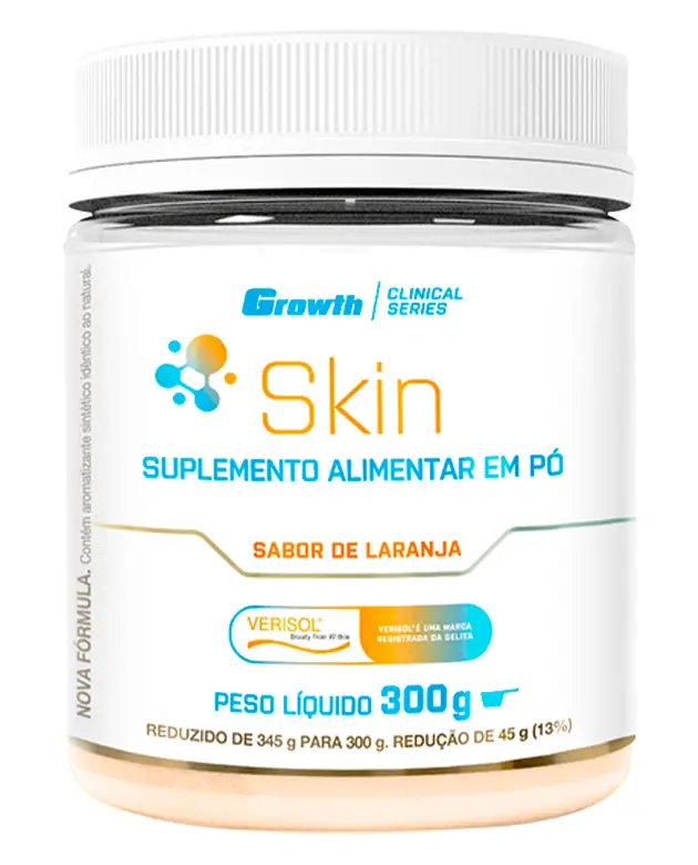 Growth Skin Colágeno Tipo 1 + Colágeno Verisol + Ácido Hialurônico + Vitamina C 300g