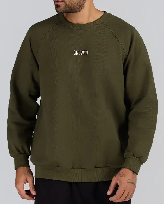 Moletom gola careca alongado verde militar