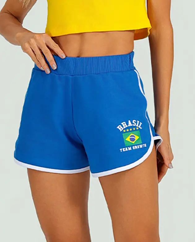 Short moletom Brasil azul