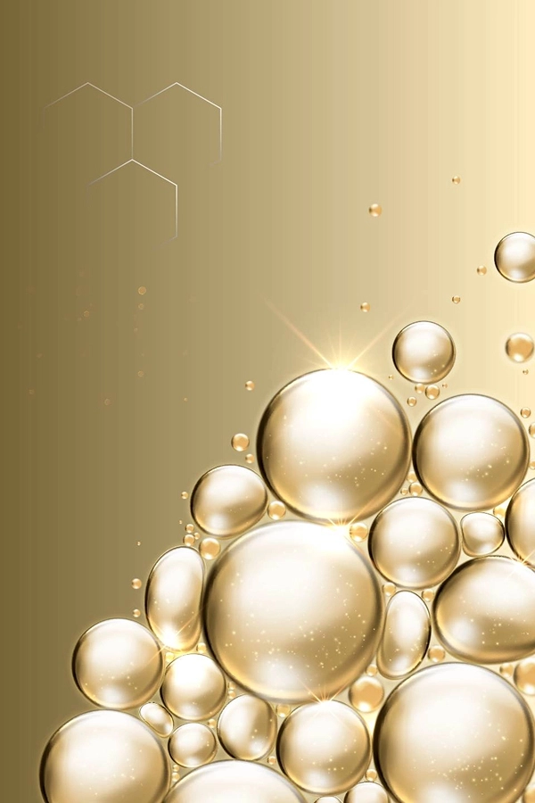 Growth Supplements - IMAGEM ILUSTRATIVA BOLAS TRANSPARENTES EM UM FUNDO DOURADO
