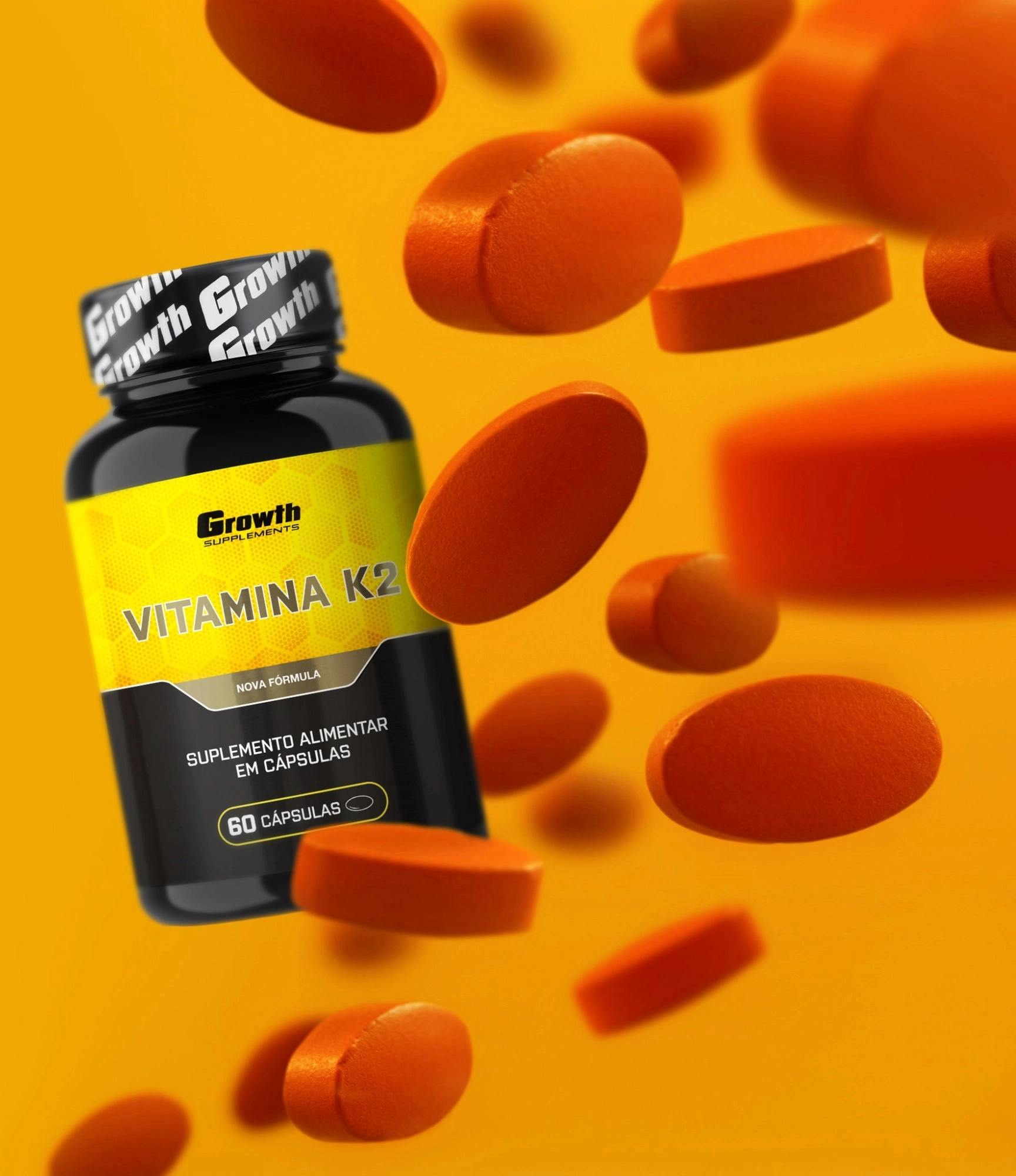 GROWTH SUPPLEMENTS - Embalagem de Vitamina K e comprimidos