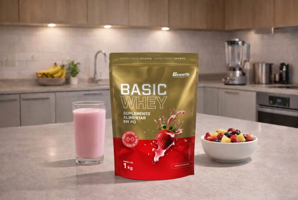 GROWTH SUPPLEMENTS - Basic Whey Morango