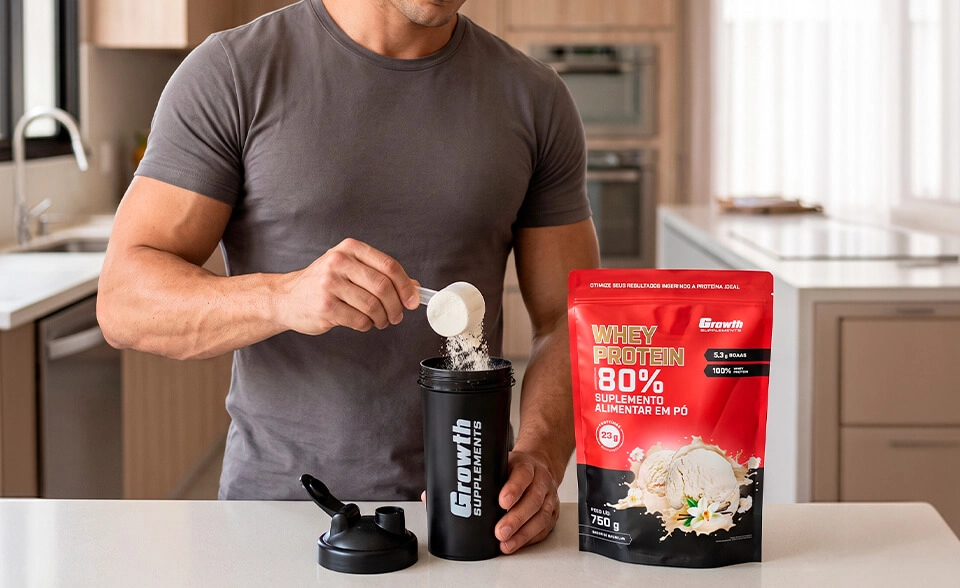 IMAGEM ILUSTRATIVA - WHEY PROTEIN CONCENTRADO 80% SABOR BAUNILHA - GROWTH SUPPLEMENTS